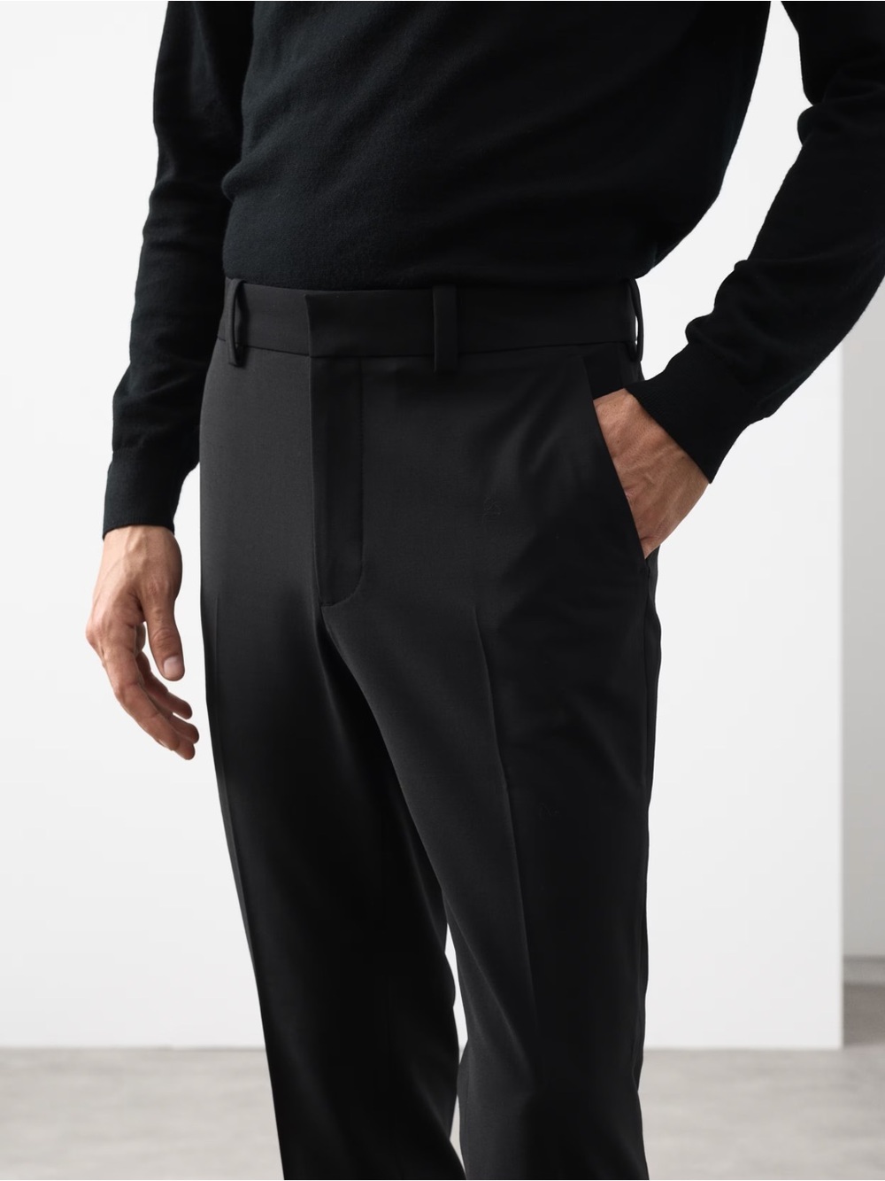 Marks & Spencer Wool Blend Men's Black Dress Trousers - Straight Leg